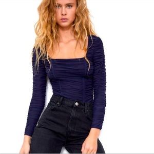 NWT Zara Draped Tulle Bodysuit